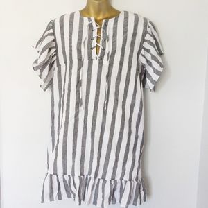 who what wear vertical stripe lace up dress size s